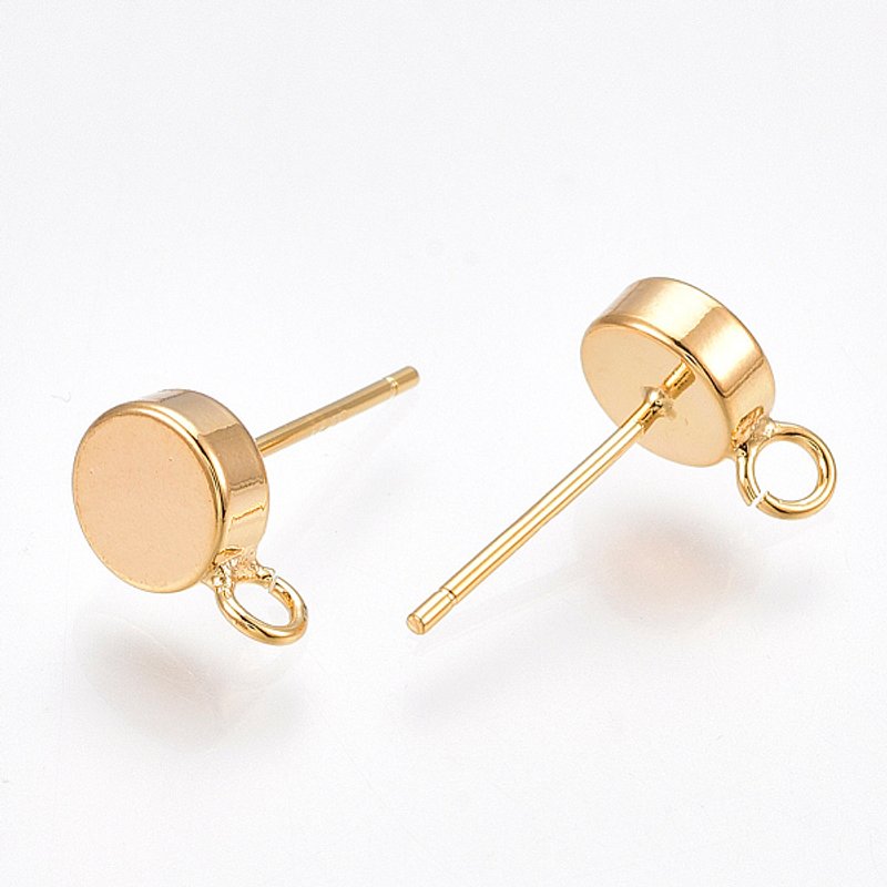 Trouvailles de boucles d'oreilles en laiton avec boucle, rond plat, sans nickel — Accessoires pour bijoux