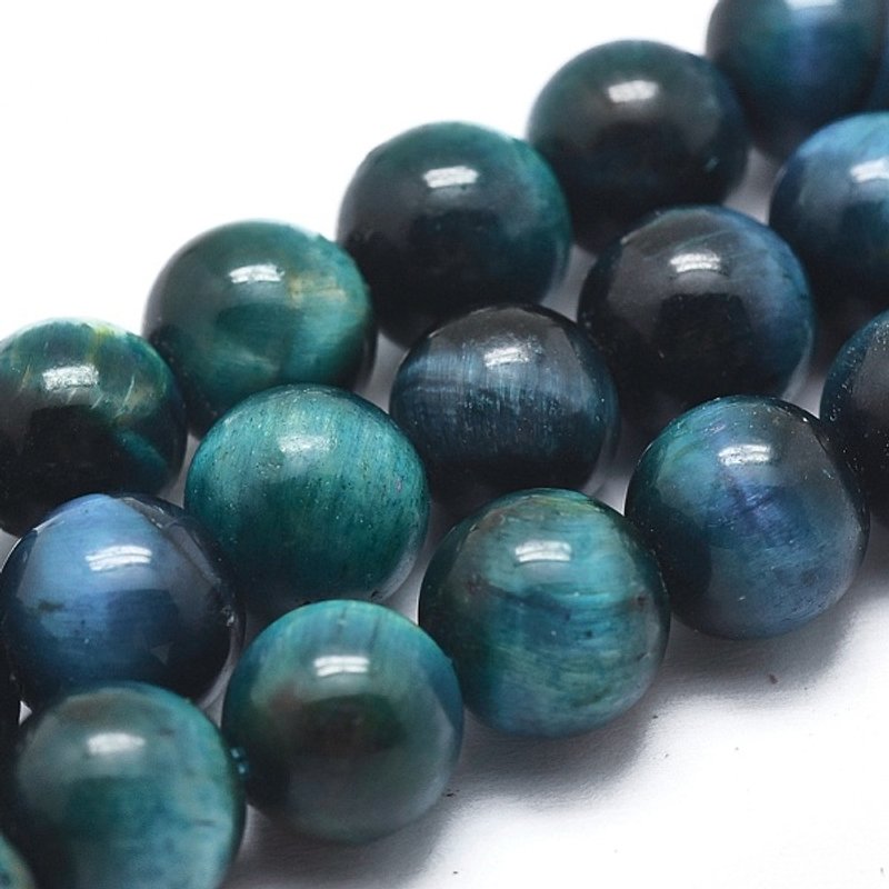 Fils de Perles en Œil de Tigre Naturel, Teints et Chauffés, 8mm, 15 Pouces — Perles à bijoux