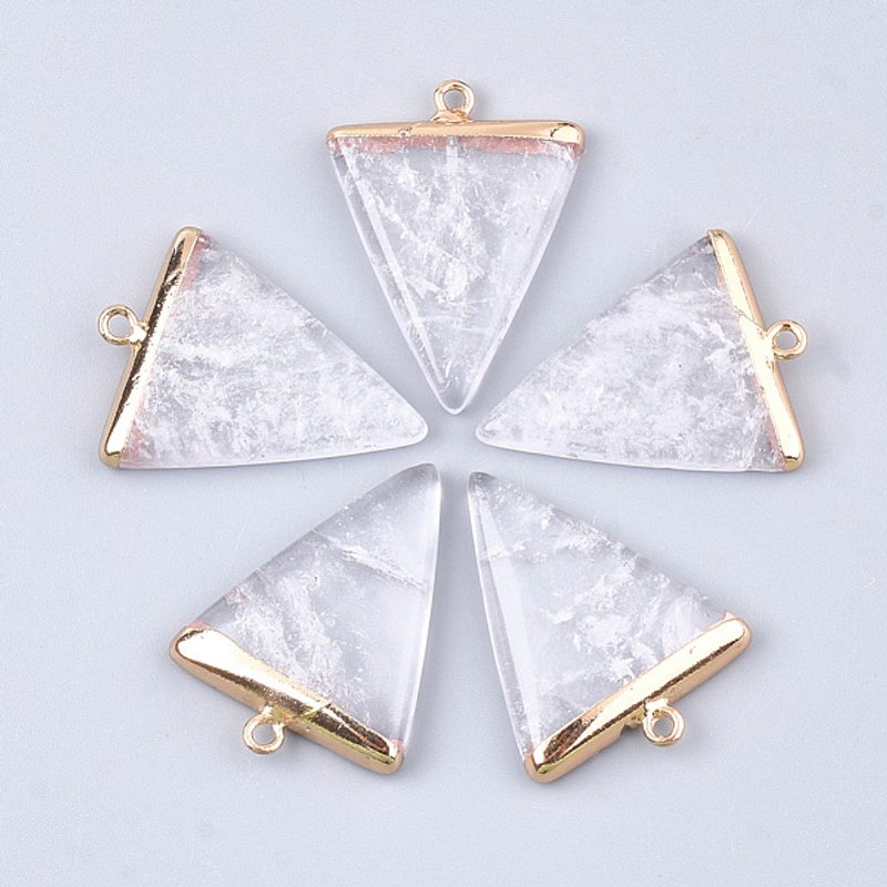 Pendants en cristal de quartz naturel électroplaqué en forme de triangle avec attaches en fer — Breloques et pendentifs