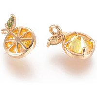 Charm en Zircon Cubique en Laiton, Citron, Plaqué Or 18K — Breloques et pendentifs