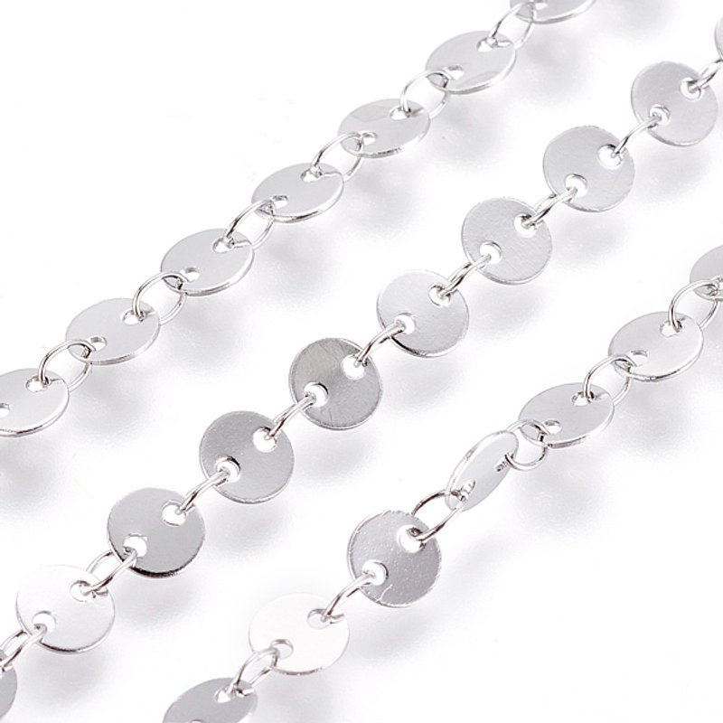 Chaînes en Acier Inoxydable 304, Sequin Plat, Soudées, 32.8 Pieds — Chaînes, fils et cordons