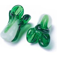 Handmade Lampwork Beads, Chinese Cabbage, Green, 19-21x12-14mm — Jewelry Beads