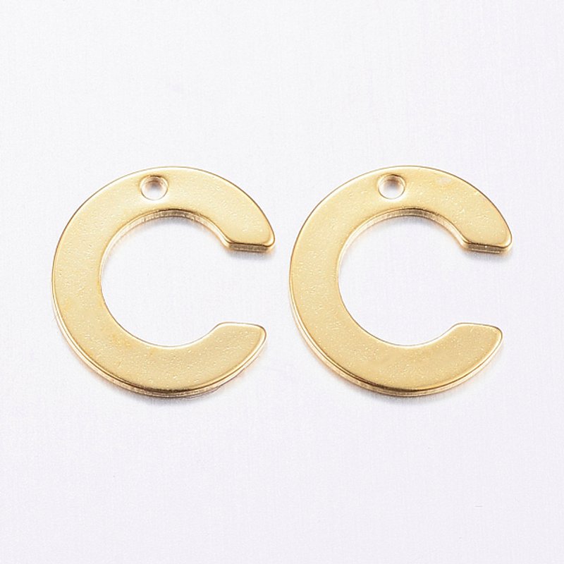 Charm en Acier Inoxydable 304, Lettre C, Plaqué Or 18K — Breloques et pendentifs