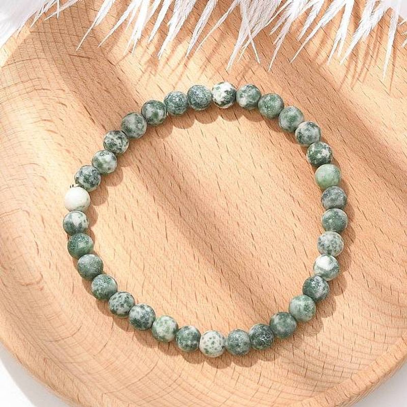 Bracelet Élastique en Jaspe Vert Tacheté pour Femmes — Bracelet Femme