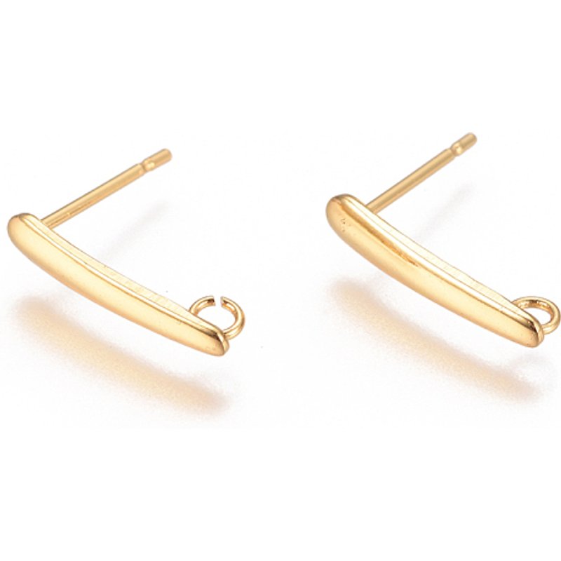 Composants de clou d'oreille en acier inoxydable 304 avec boucle, plaqué or 18K — Accessoires pour bijoux