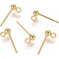 304 Stainless Steel Ear Stud Components with Loop and Ball
