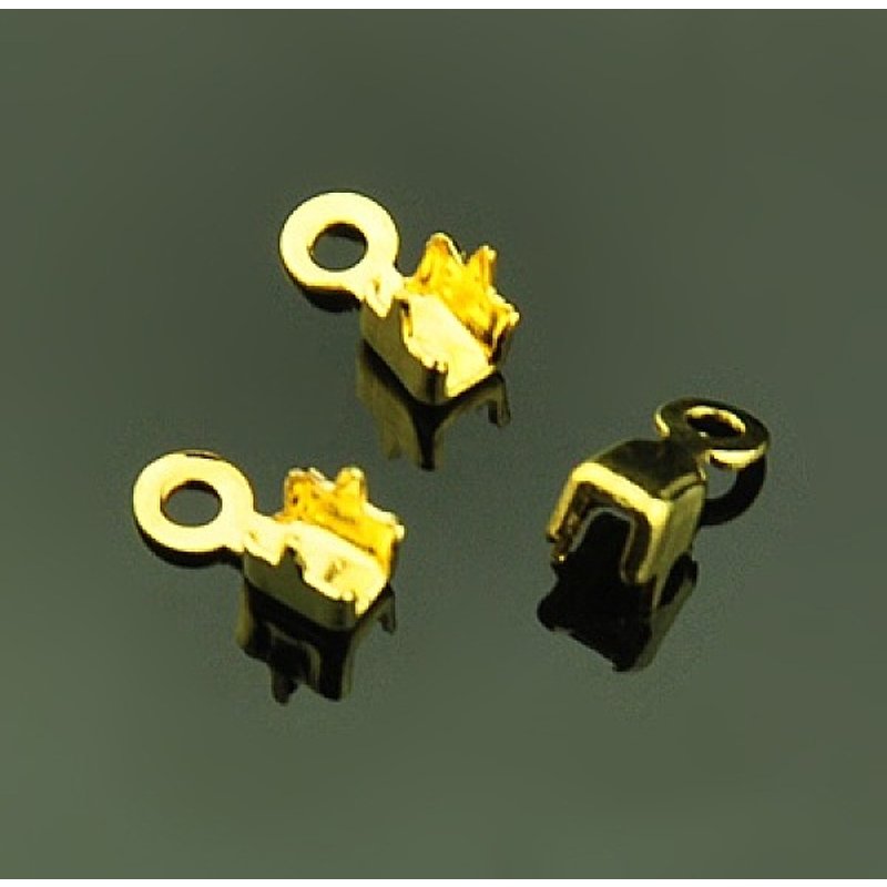 Brass Cup Chain Ends, Rhinestone Connector, Golden, 7x3mm — Jewelry Findings