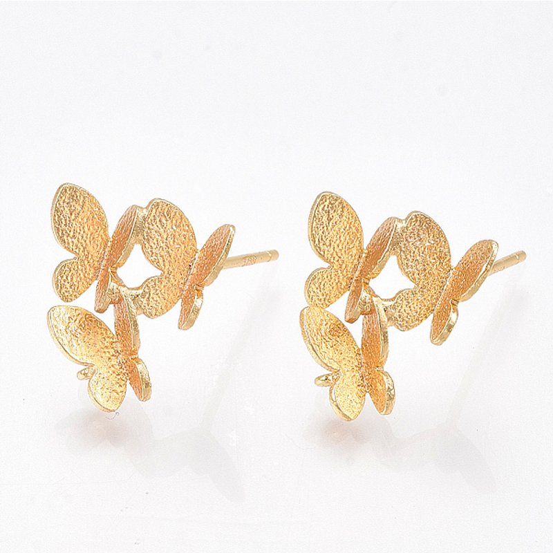 Trouvailles de clous d'oreilles en laiton avec boucle et papillon, plaquées or 18K — Accessoires pour bijoux