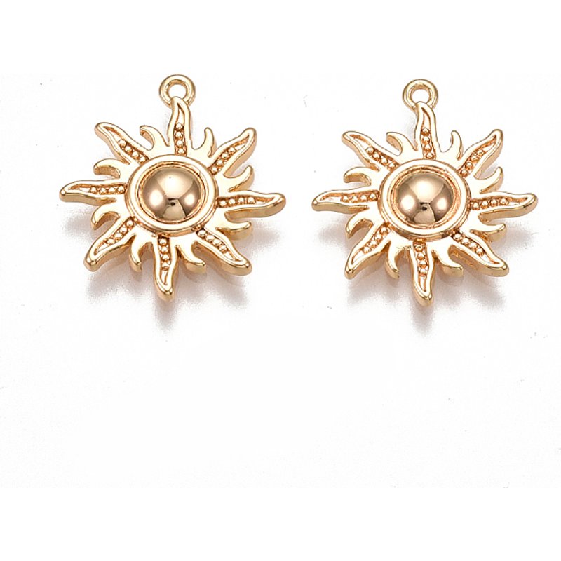 Pendentifs en Laiton, Sans Nickel, Plaqué Or 18K, Soleil — Breloques et pendentifs
