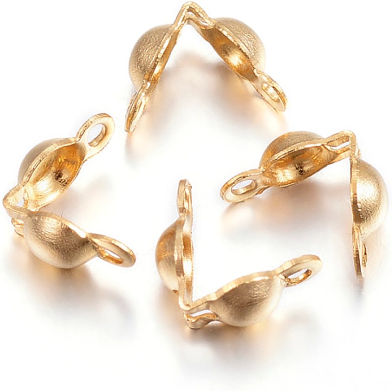 Embouts de perles en acier inoxydable 304 plaqué ioniquement, couvercles clamshell dorés — Accessoires pour bijoux