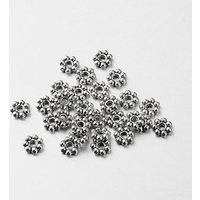 Perles Intercalaires Marguerite en Alliage de Style Tibétain, Argent Antique, 6x1.8mm