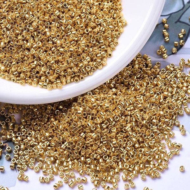 Miyuki Delica Beads, Cylinder, Japanese Seed Beads, Duracoat Yellow Gold — Jewelry Beads