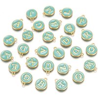 Alphabet Enamel Charms Set, Double-Sided Golden Plated Charms, 26pcs