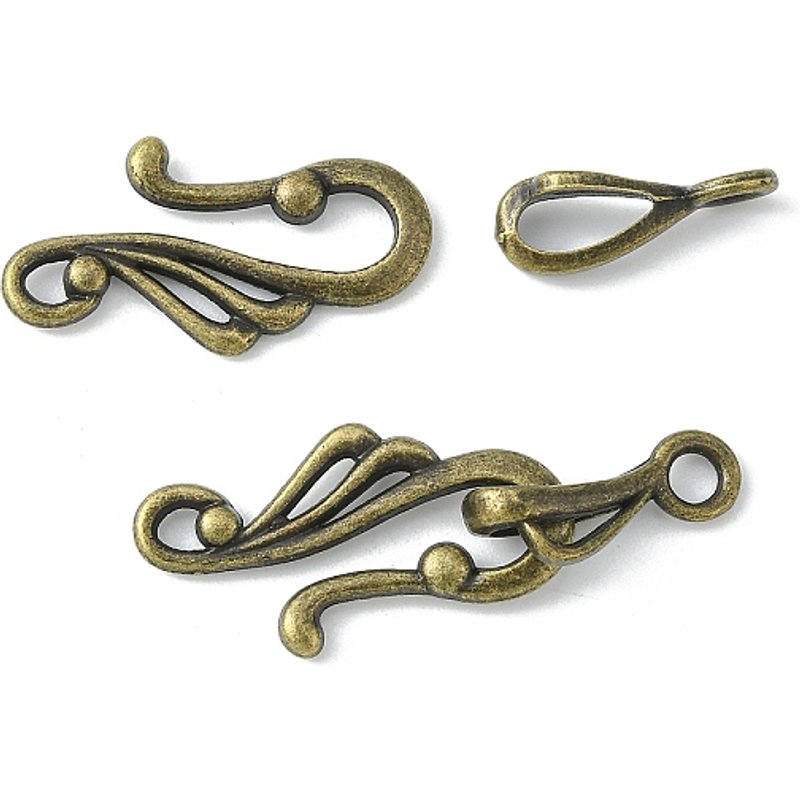 Fermoirs à crochet et œil de style tibétain en alliage de zinc, bronze antique — Accessoires pour bijoux