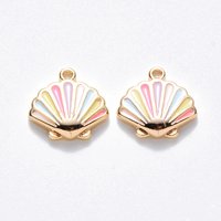 Breloques en laiton émaillé, sans nickel, forme de coquillage, plaqué or 18K — Breloques et pendentifs