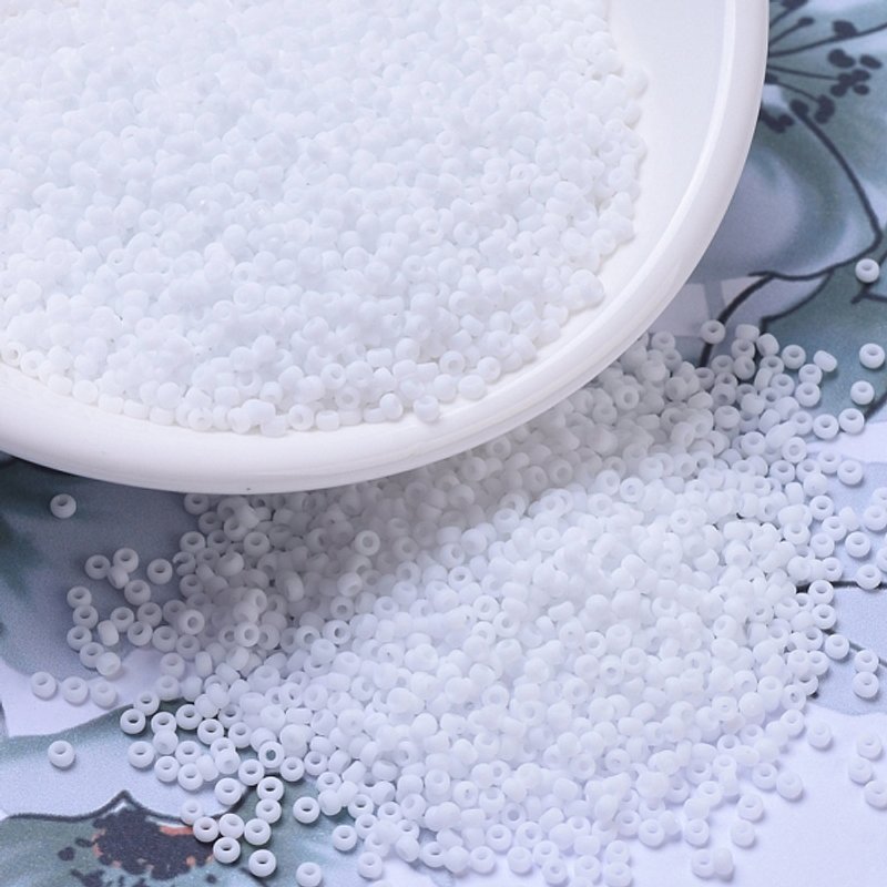 Perles Rocailles Miyuki, Perles de Verre Japonaises, Blanc Mat, 11/0 — Perles à bijoux