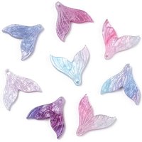 Cellulose Acetate Mermaid Tail Pendants with Glitter, Mixed Colors