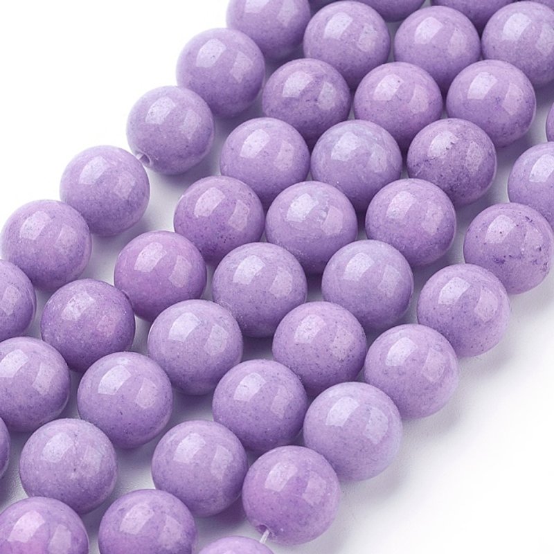 Brins de perles rondes en jade Mashan naturel, teintées bleu violet, 10mm — Perles à bijoux