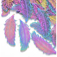Pendentifs en Acier Inoxydable Filigrane Ion Plating 201 - Design Plume — Breloques et pendentifs