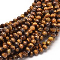 Natural Tiger Eye Round Bead Strands, Grade A, 8mm, 15 inch — Jewelry Beads