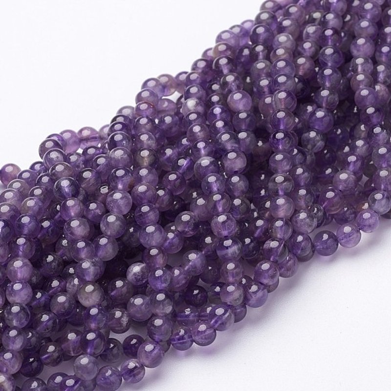 Fils d'améthyste, ronds, 84-88pcs/fil, 15,3 pouces, 4mm — Perles à bijoux
