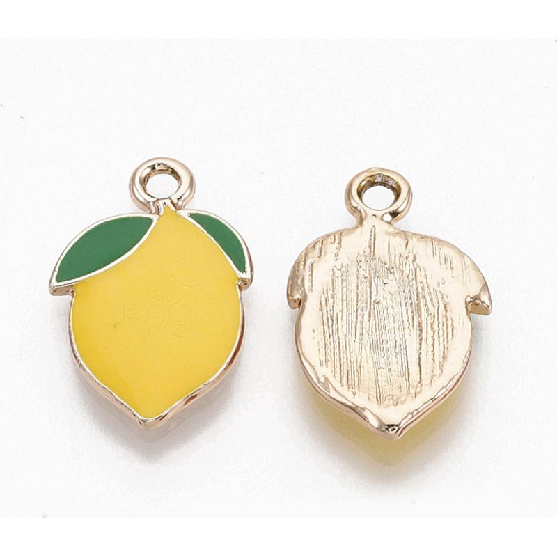 Pendentif en Émail Alliage en Or Clair et Citron — Breloques et pendentifs