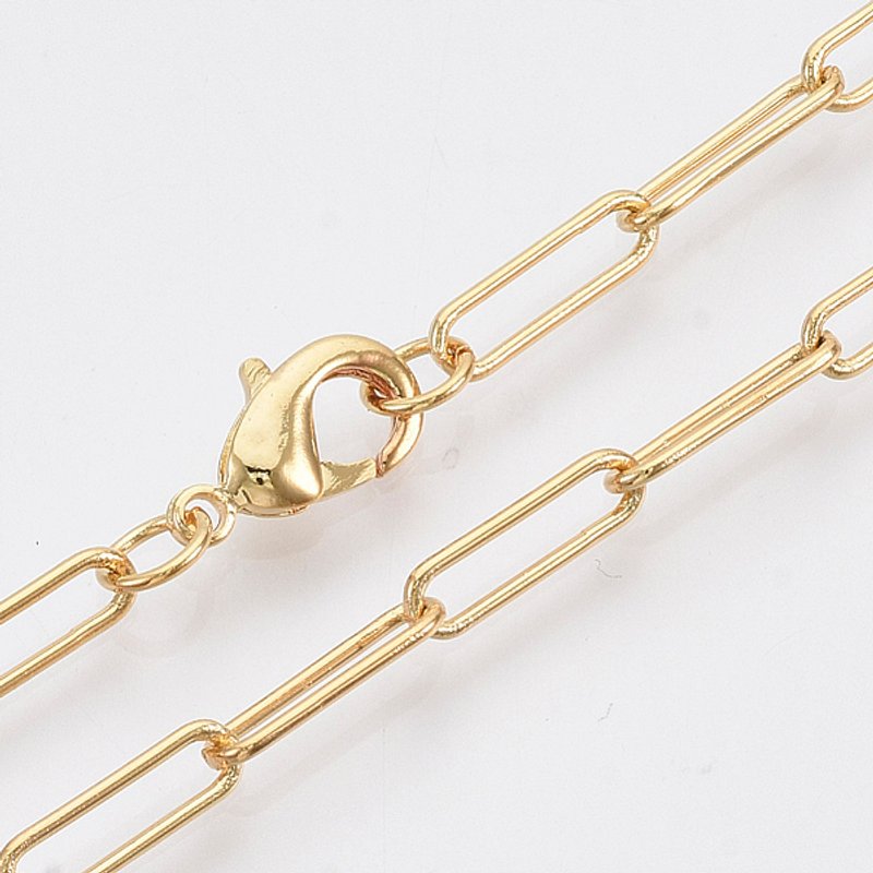 Collier en chaîne en laiton avec fermoir à ressort — Collier pendentif