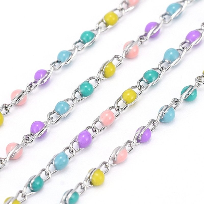 304 Stainless Steel Enamel Twisted Chains with Spool, 32.8 Feet