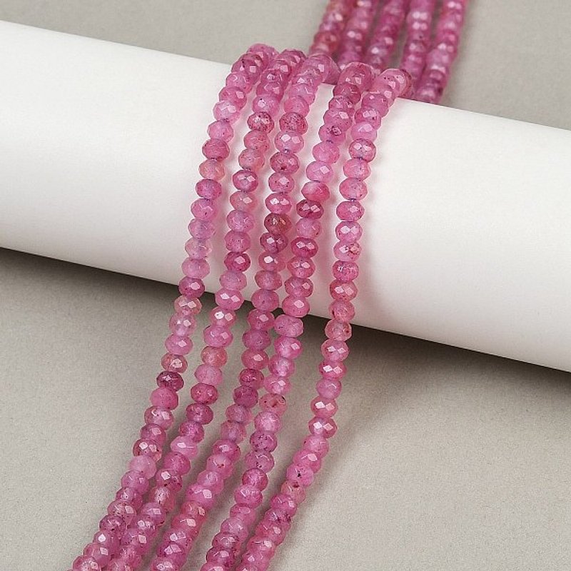 Perles Rondelles en Jade Malais Teinté, Flamingo, 4x2-3mm — Perles à bijoux