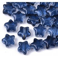 Transparent Glass Star Beads, Prussian Blue, 8x8x4mm — Jewelry Beads