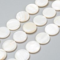 Natural Freshwater Shell Beads, Flat Round, 20pcs/strand — Jewelry Beads