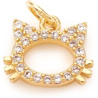 Charms en laiton en forme de chat avec anneaux, plaqué or 18K — Breloques et pendentifs