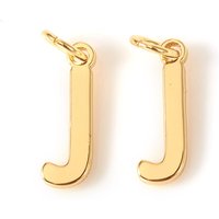 Charm en Laiton Lettre J avec Anneau, Plaqué Or 18K — Breloques et pendentifs