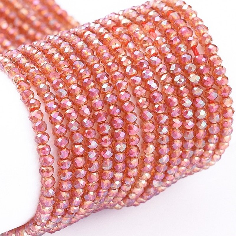 Brins de perles en verre électroplaqué, arc-en-ciel complet, corail clair — Perles à bijoux
