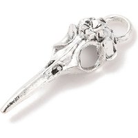 Pendentif en alliage style tibétain - Crâne de corbeau en argent antique — Breloques et pendentifs