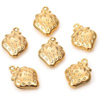 304 Stainless Steel Strawberry Charm in Golden Finish