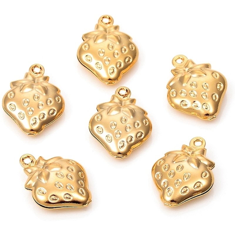 Charm en Acier Inoxydable 304 en Forme de Fraise Fini Doré — Breloques et pendentifs