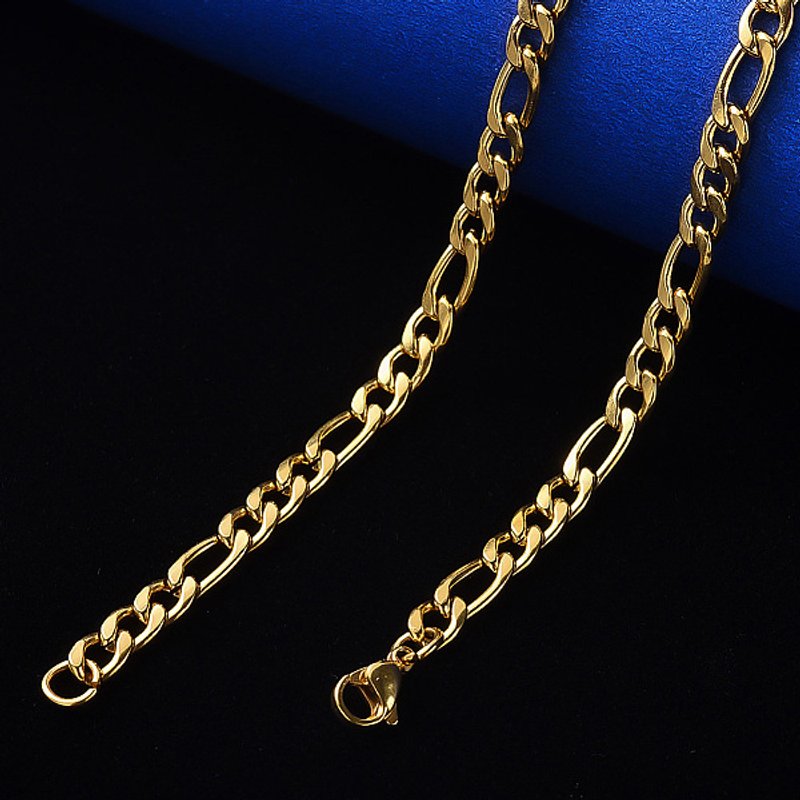 PVD Vacuum Plating 304 Stainless Steel Figaro Chain Necklace — Pendant Necklace