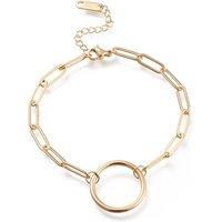 304 Stainless Steel Link Bracelet with Paperclip Chains, Golden