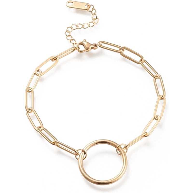 Bracelet en Acier Inoxydable 304 avec Chaînes en Papier, Doré — Bracelet Femme