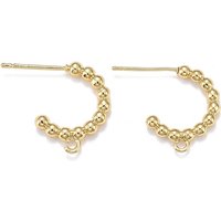 Brass Stud Earring Findings, Half Hoop with Loops, 18K Gold Plated — Jewelry Findings