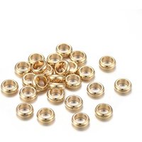 Perles Intercalaires en Acier Inoxydable 201, Rondelle, Dorées, 6x2mm — Perles à bijoux