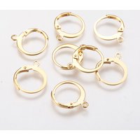Crochets d'oreilles à levier en acier inoxydable 304 avec boucle, plaqué or 18K — Accessoires pour bijoux