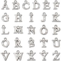 Alloy Rhinestone Alphabet Charms Set A-Z, 26 Pieces — Charms & Pendants