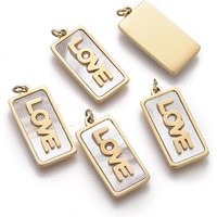 Pendentif en Coquillage Naturel avec Inscription Amour et Trouvailles Dorées — Breloques et pendentifs