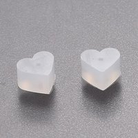 Coussins d'oreille en silicone, dos de boucle d'oreille, cœur, blanc 5.2x5.7x3.5mm