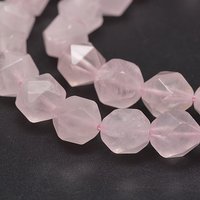 Fil de perles de quartz rose naturel facetté, perles rondes taillées en étoile — Perles à bijoux