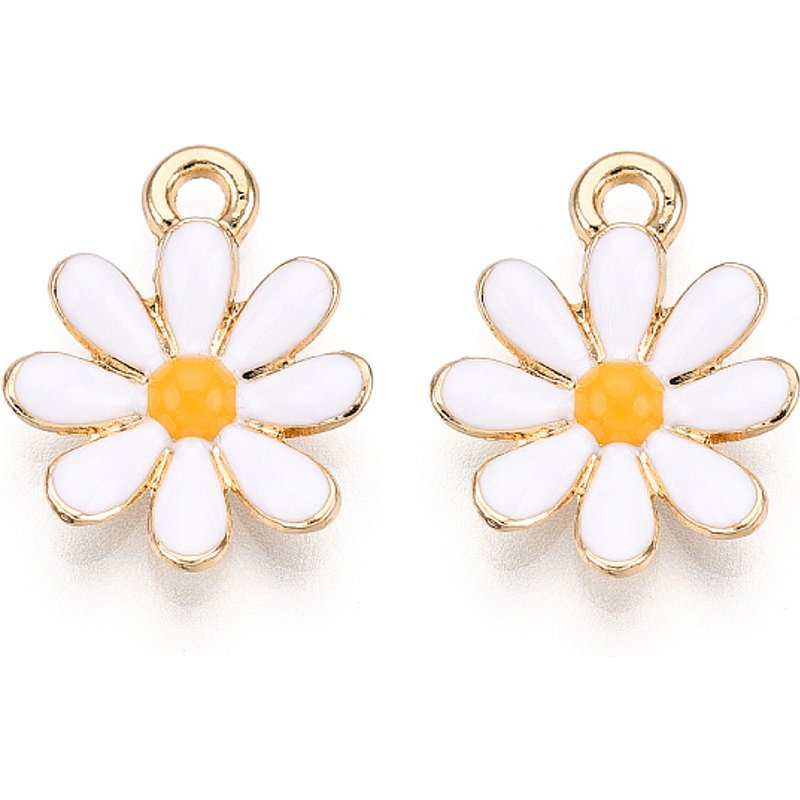 Pendentif en Alliage Plaqué Or Clair avec Émail en Forme de Fleur — Breloques et pendentifs