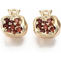 Brass Micro Pave Chocolate Cubic Zirconia Pomegranate Charms — Charms & Pendants
