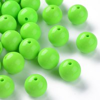 Perles Acryliques Opaques Rondes, Lime, 20x19mm, Trou de 3mm, 111pcs/500g — Perles à bijoux